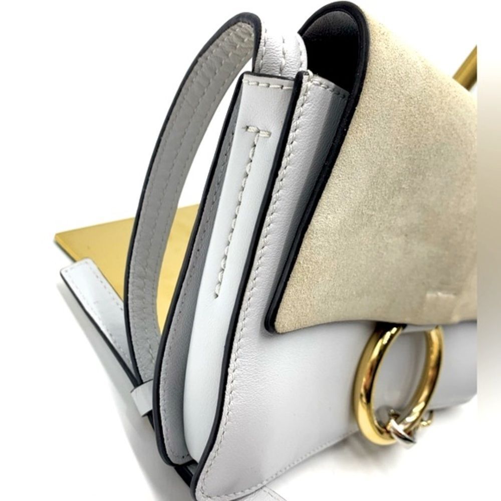 Auth CHLOE Small Faye Crossbody Bag Powder Blue Leather Putty Suede Very Good - Picture 12 of 16